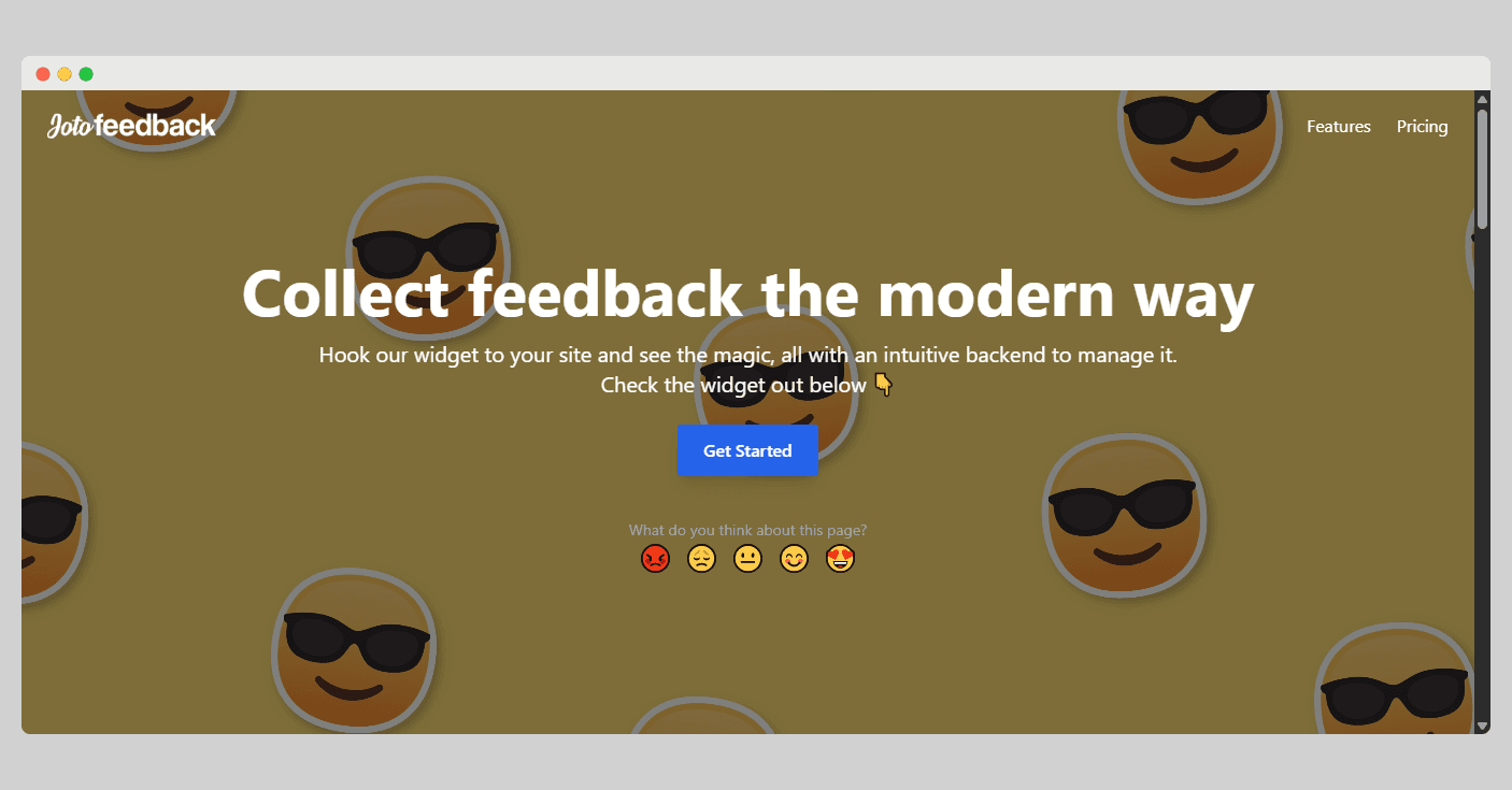 Joto Feedback's landing page